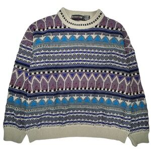 Botany 500 Sweater Mens XL Vintage 90s Geometric Acrylic Knit Coogi Classic Styl